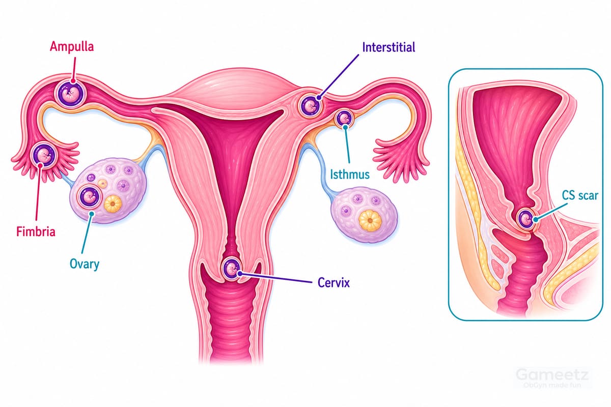 Common ectopic implantation sites
