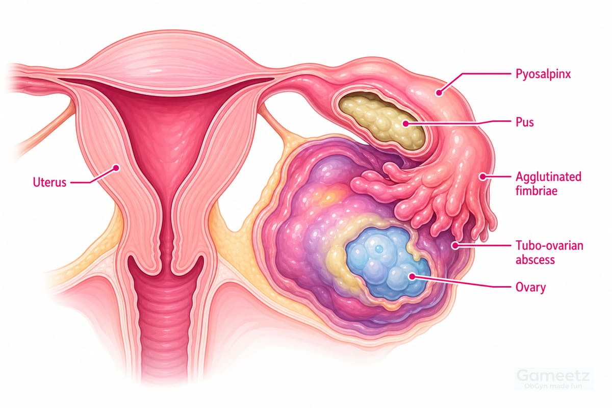 Acute salpingitis progressing to pyosalpinx and tubo-ovarian abscess