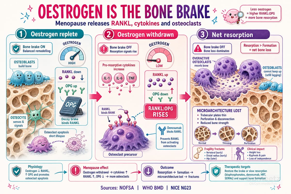 Oestrogen withdrawal RANKL OPG cytokines osteoclasts and trabecular bone loss