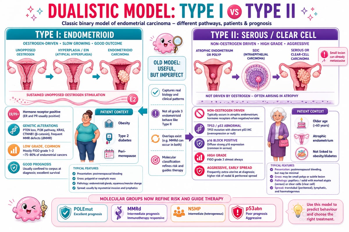 The dualistic model: Type I endometrioid (oestrogen-driven, from atypi