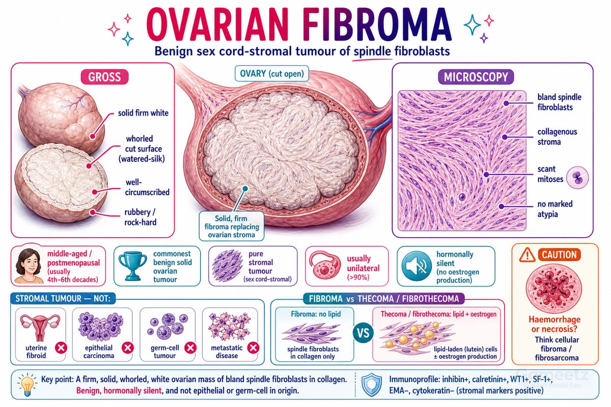 The ovarian fibroma: a benign sex cord-stromal tumour of bland spindle