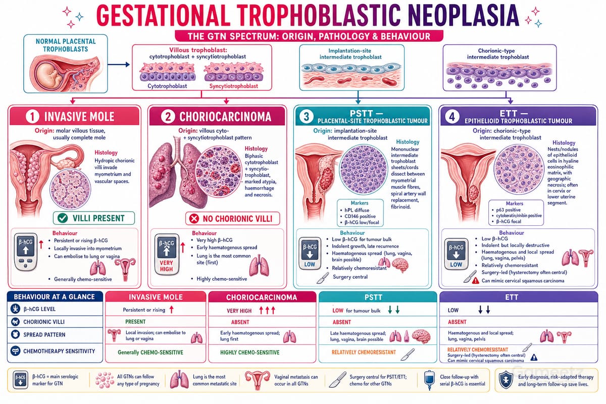 The GTN spectrum by trophoblast lineage: invasive mole, choriocarcinom