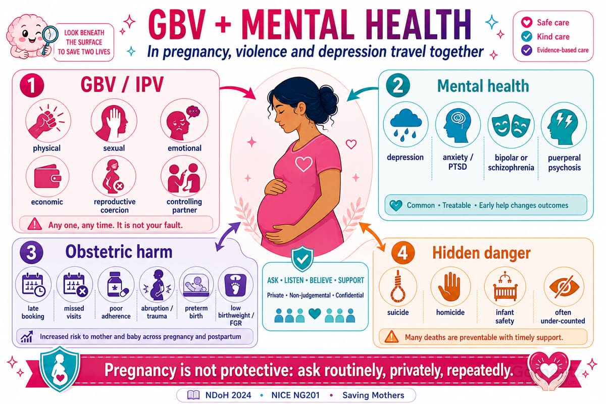 GBV, perinatal mental illness and obstetric harm syndemic infographic