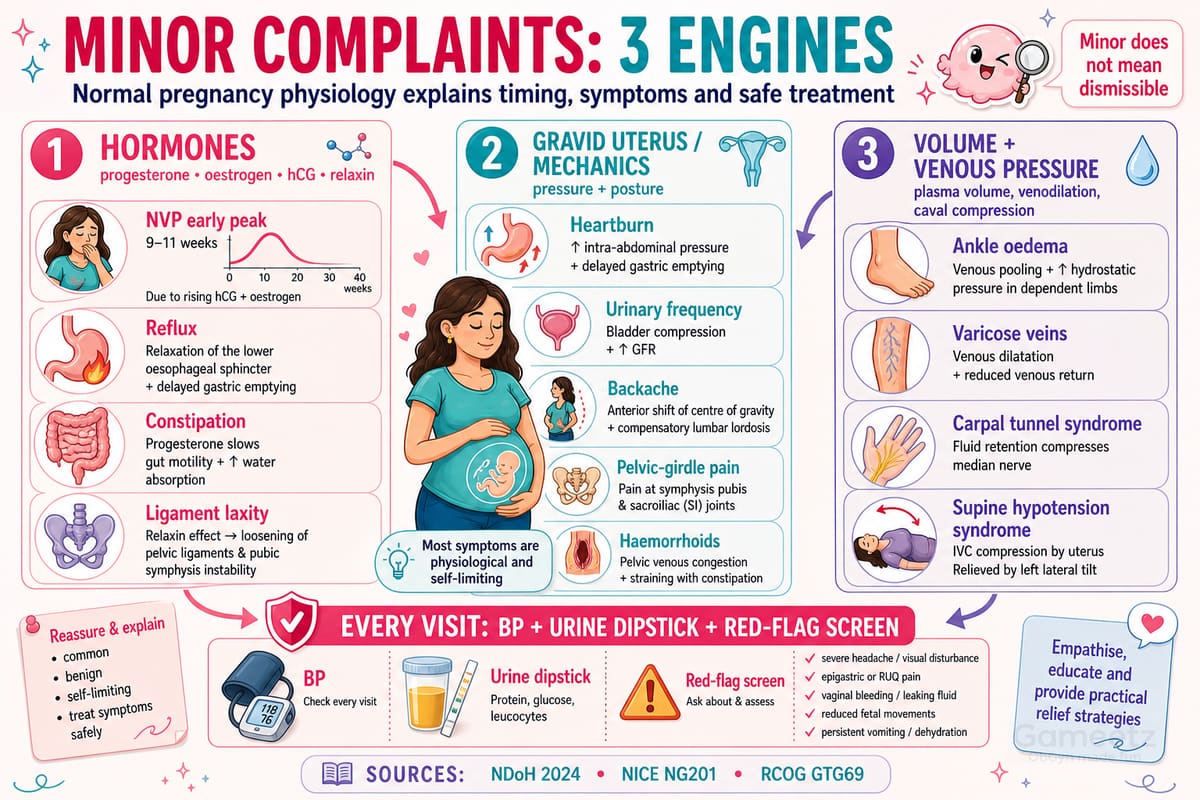 Minor complaints three-engine physiology infographic