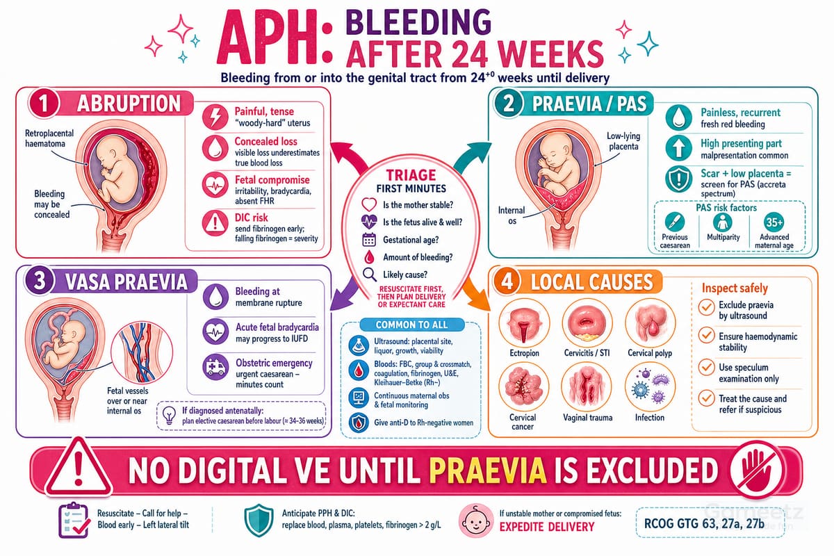 Antepartum haemorrhage cause map infographic