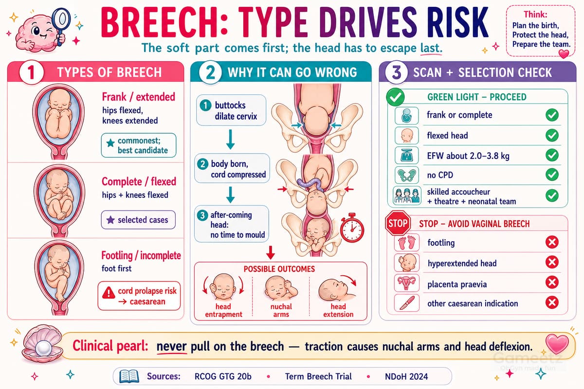 Breech type and after-coming-head risk infographic