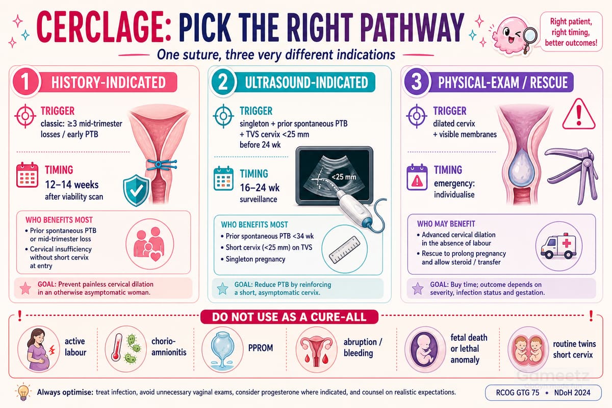 Cerclage indication pathway infographic
