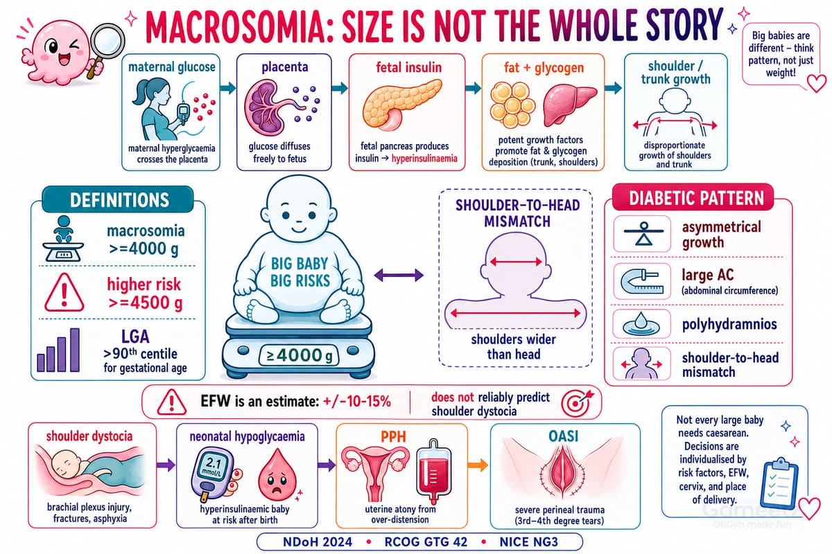 Macrosomia size and diabetic growth pattern infographic