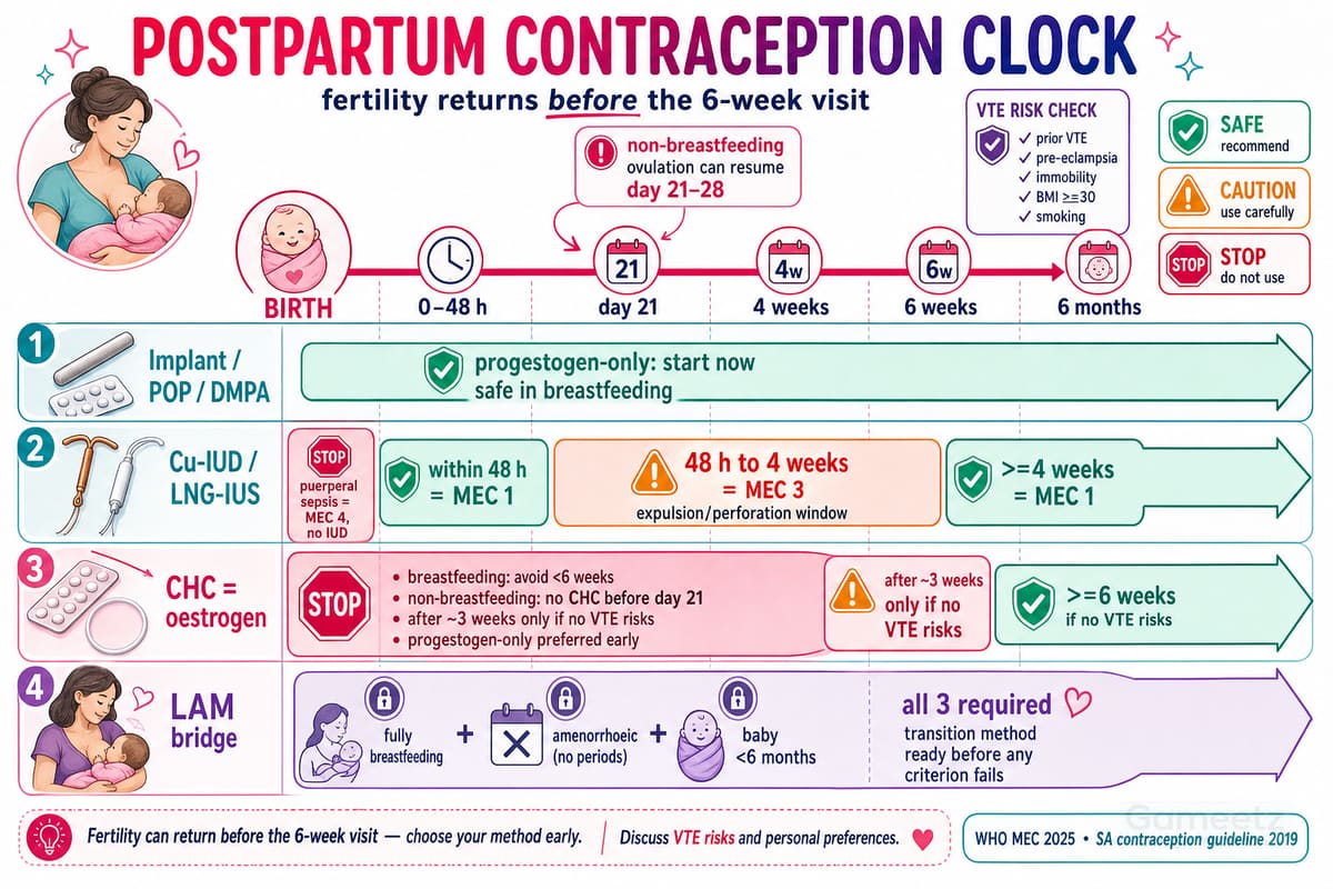 Postpartum contraception timing clock