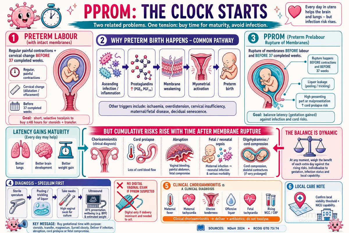 PPROM and preterm birth mechanism infographic