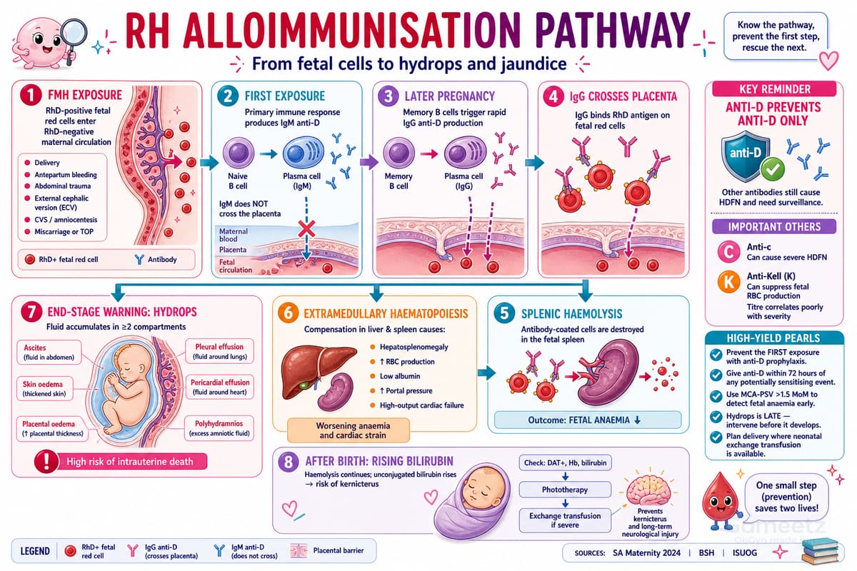 Rh alloimmunisation pathway infographic